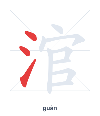 Stroke order practice for 涫 - guàn