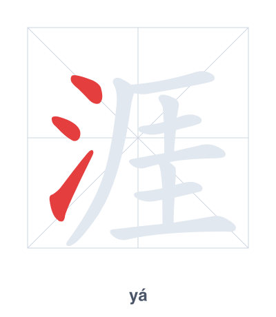 Stroke order practice for 涯 - yá