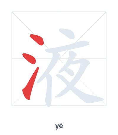 Stroke order practice for 液 - yè