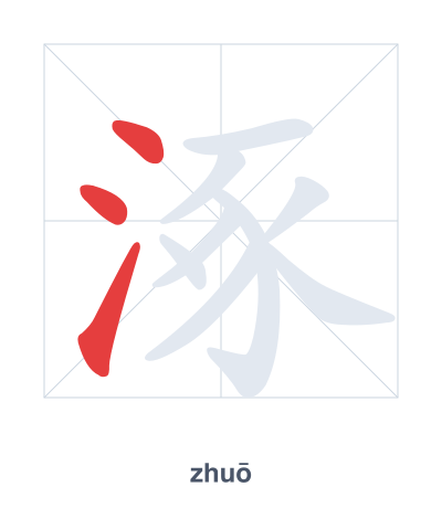 Stroke order practice for 涿 - zhuō