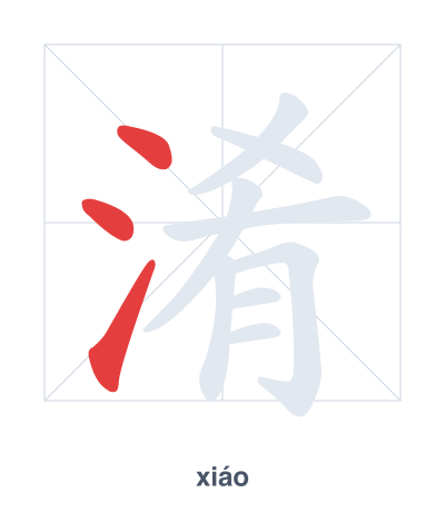 Stroke order practice for 淆 - xiáo