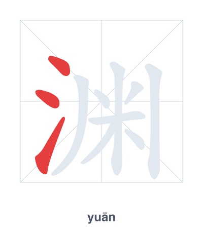 Stroke order practice for 渊 - yuān
