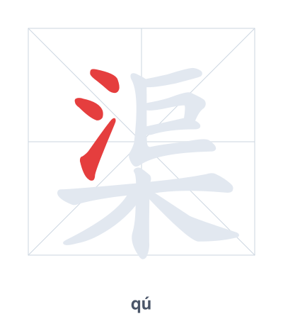 Stroke order practice for 渠 - qú