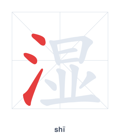 Stroke order practice for 湿 - shī