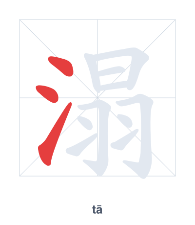Stroke order practice for 溻 - tā
