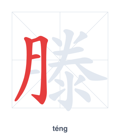 Stroke order practice for 滕 - téng
