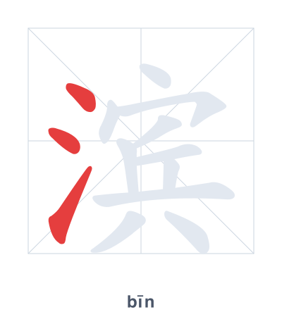 Stroke order practice for 滨 - bīn