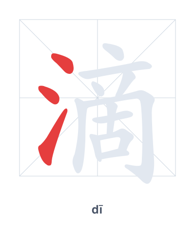 Stroke order practice for 滴 - dī