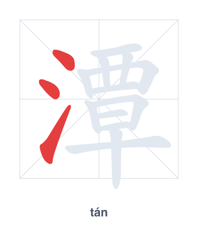 Stroke order practice for 潭 - tán