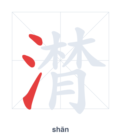 Stroke order practice for 潸 - shān