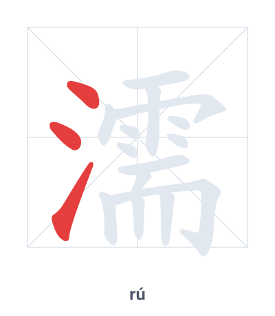 Stroke order practice for 濡 - rú