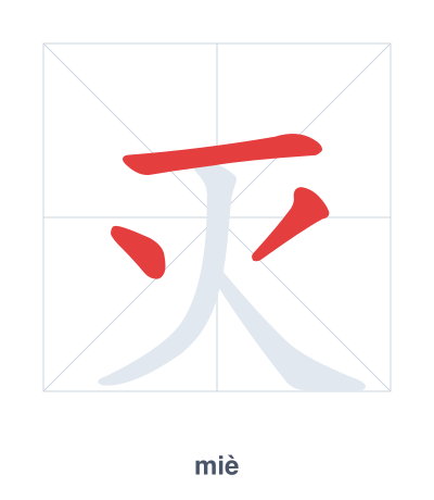Stroke order practice for 灭 - miè