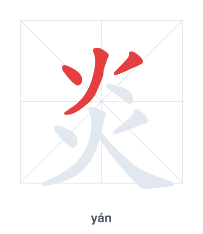 Stroke order practice for 炎 - yán