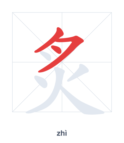 Stroke order practice for 炙 - zhì