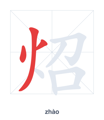 Stroke order practice for 炤 - zhào