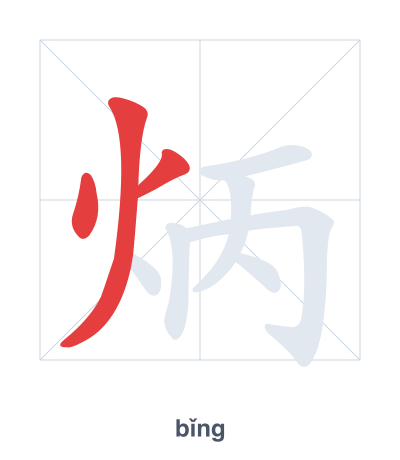 Stroke order practice for 炳 - bǐng