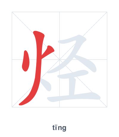 Stroke order practice for 烃 - tīng