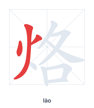 Stroke order practice for 烙 - lào