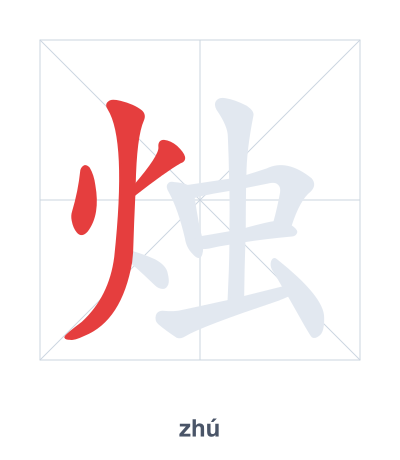 Stroke order practice for 烛 - zhú