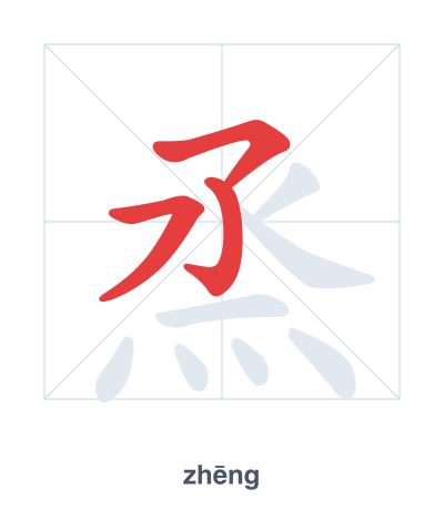 Stroke order practice for 烝 - zhēng