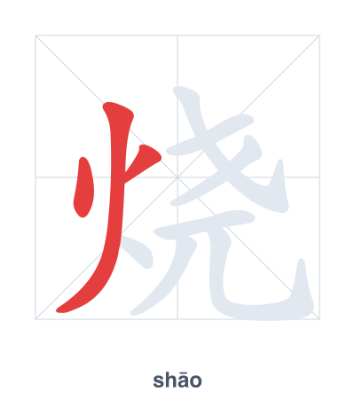 Stroke order practice for 烧 - shāo