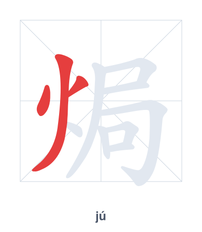 Stroke order practice for 焗 - jú