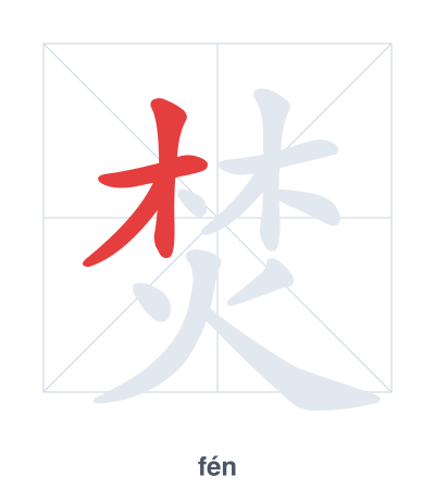 Stroke order practice for 焚 - fén