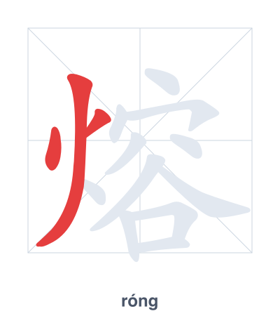 Stroke order practice for 熔 - róng