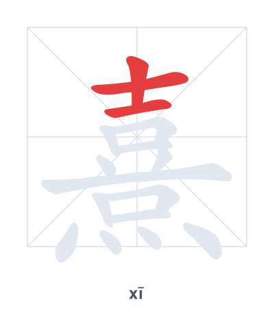 Stroke order practice for 熹 - xī