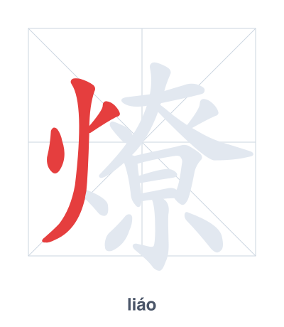 Stroke order practice for 燎 - liáo