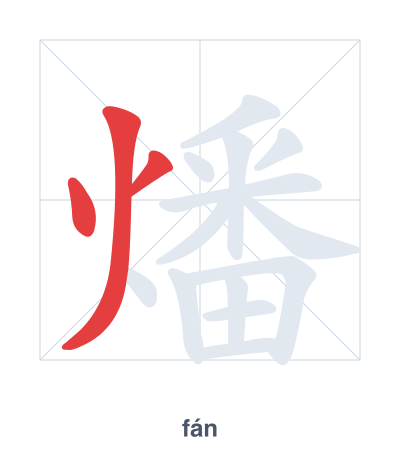 Stroke order practice for 燔 - fán