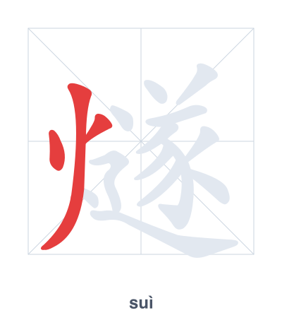 Stroke order practice for 燧 - suì