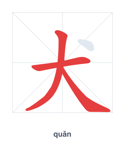 Stroke order practice for 犬 - quǎn