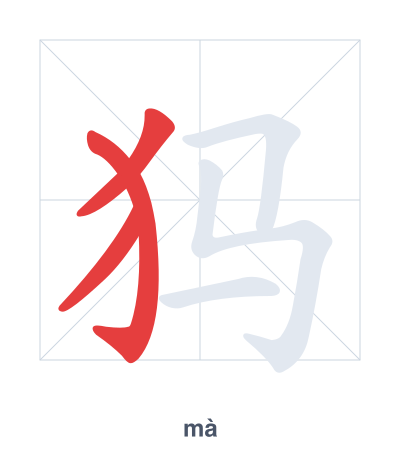 Stroke order practice for 犸 - mà