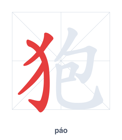 Stroke order practice for 狍 - páo