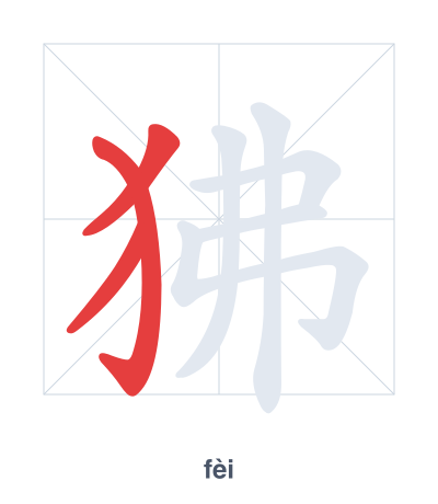 Stroke order practice for 狒 - fèi