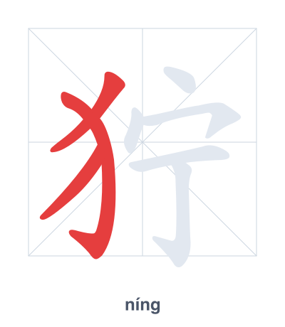 Stroke order practice for 狞 - níng