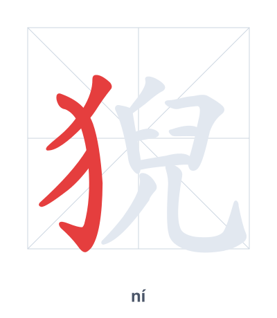 Stroke order practice for 猊 - ní