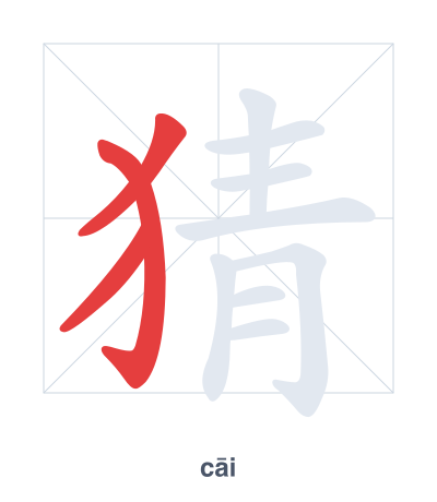 Stroke order practice for 猜 - cāi