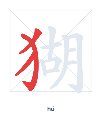 Stroke order practice for 猢 - hú