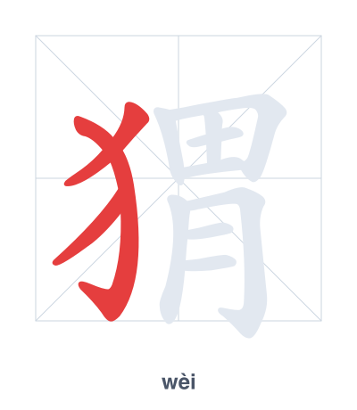 Stroke order practice for 猬 - wèi