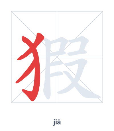 Stroke order practice for 猳 - jiā