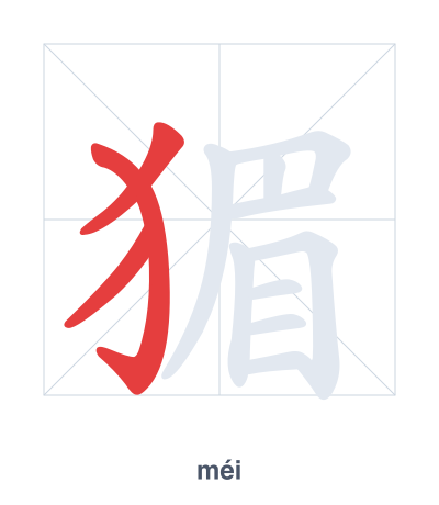 Stroke order practice for 猸 - méi