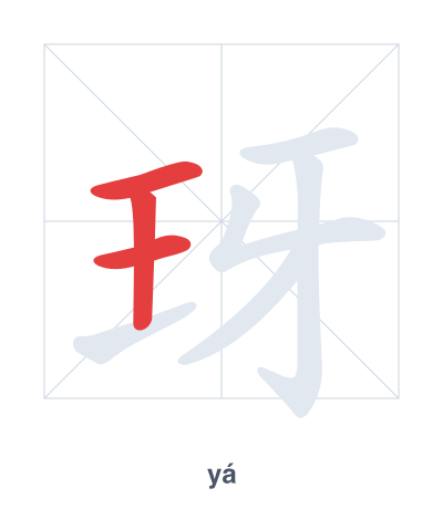 Stroke order practice for 玡 - yá
