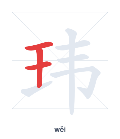 Stroke order practice for 玮 - wěi