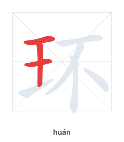 Stroke order practice for 环 - huán