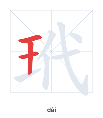 Stroke order practice for 玳 - dài