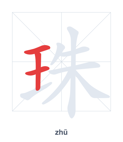 Stroke order practice for 珠 - zhū