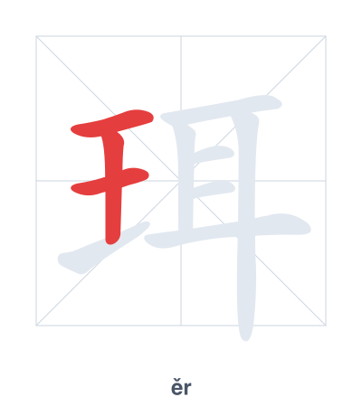 Stroke order practice for 珥 - ěr
