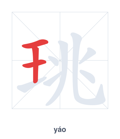 Stroke order practice for 珧 - yáo